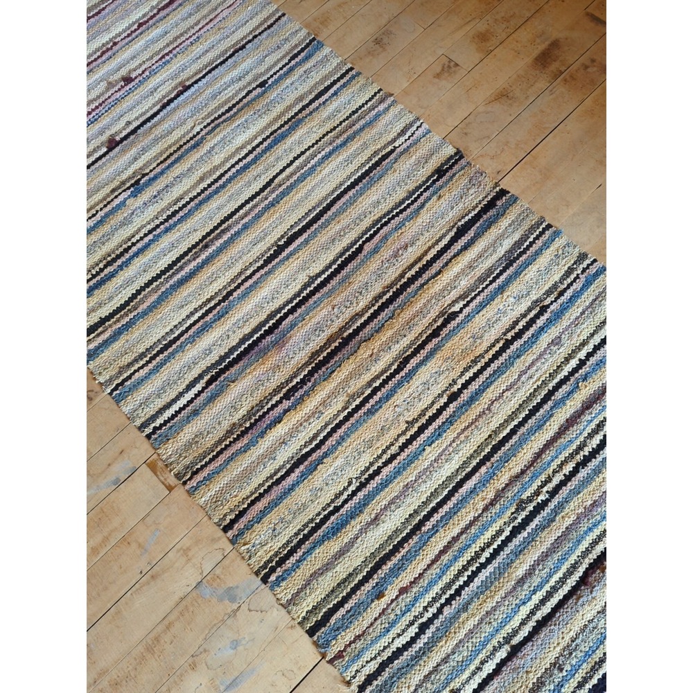 Antique Imported Swedish HandMade Rag Rug Runner (25 x 147 inches ) - Picture 4 of 9